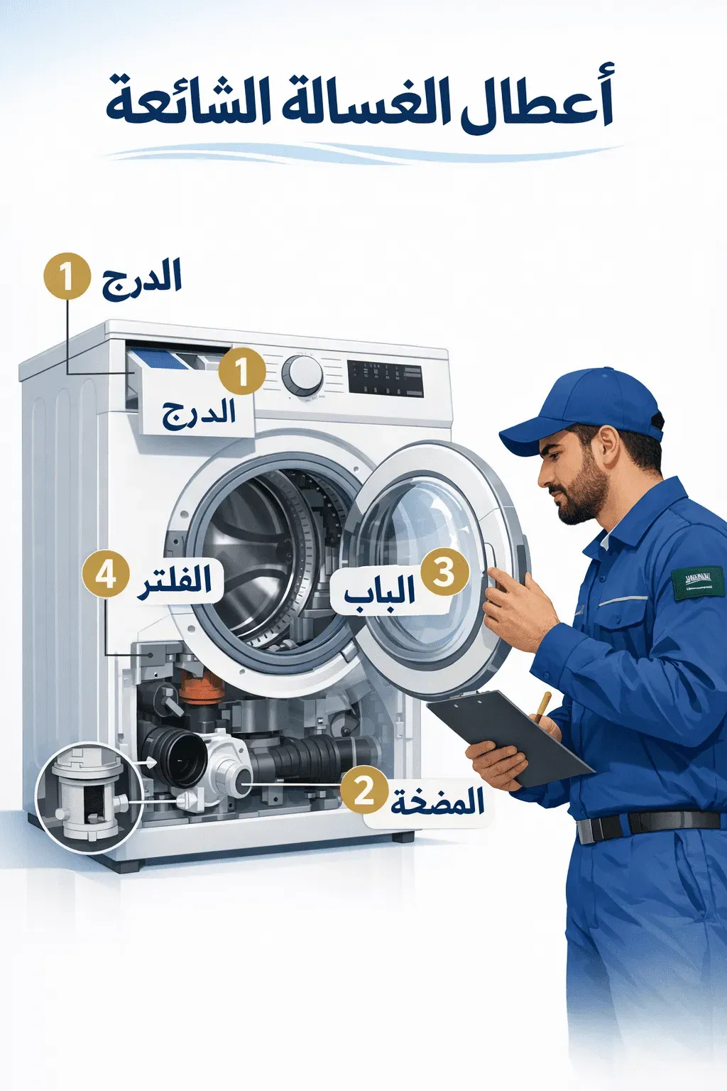 أعطال الغسالة الشائعة مع التوضيح  صيانة الغسالات