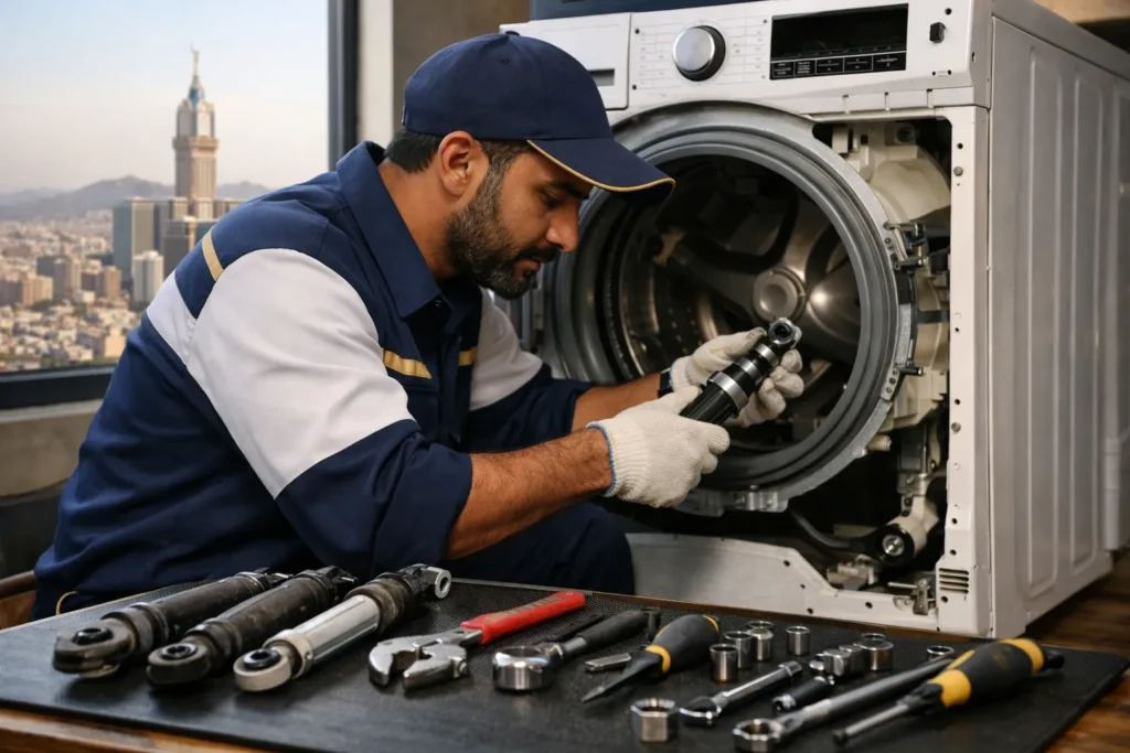 الخطوات الهندسية لتغيير مساعدات الغسالات الأتوماتيك في مكة