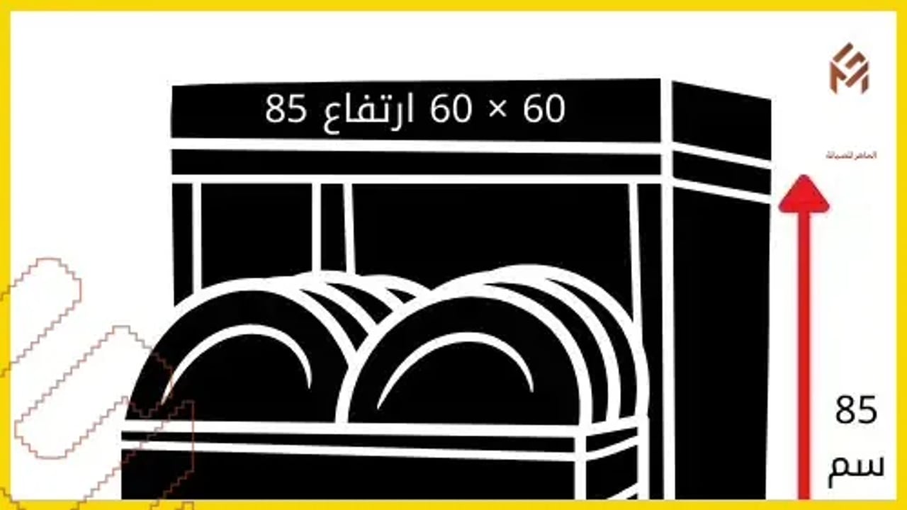 مقارنة أحجام غسالات أطباق بقياسات توضيحية